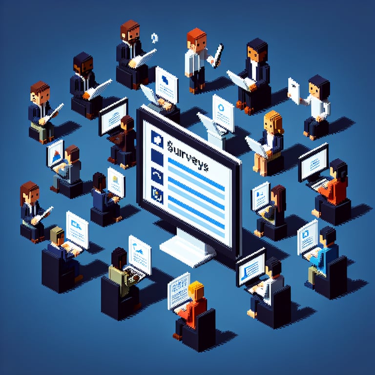 Artistic 3D voxel illustrating employee engagement insights through a compelling EVP survey