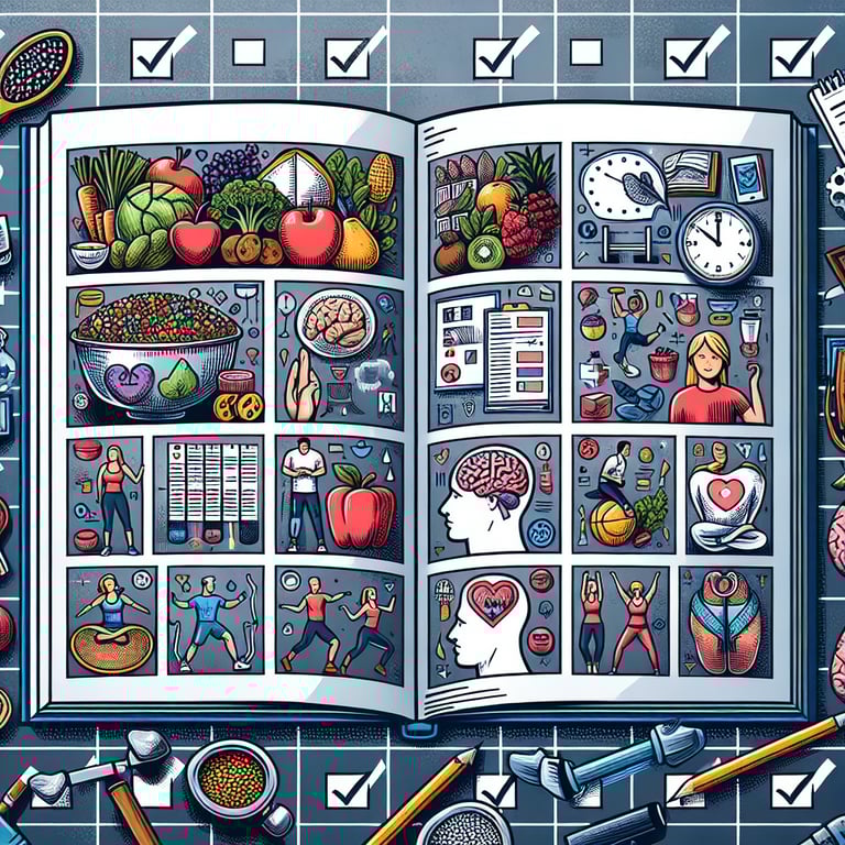 Illustration representing General Health survey questions and important health topics.