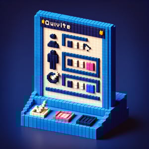 3D voxel art representing a digital survey on sexual orientation, set against a dark blue background.