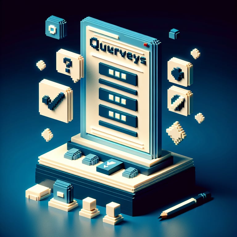 Vibrant 3D voxel illustration of employee satisfaction poll in HR environment