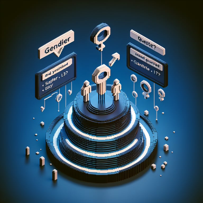 Artistic 3D voxel representing diverse gender survey design