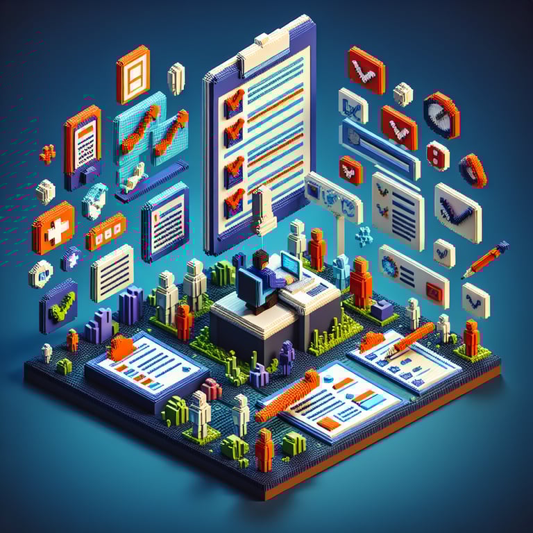 Artistic 3D voxel illustrating a Covid for employees survey platform