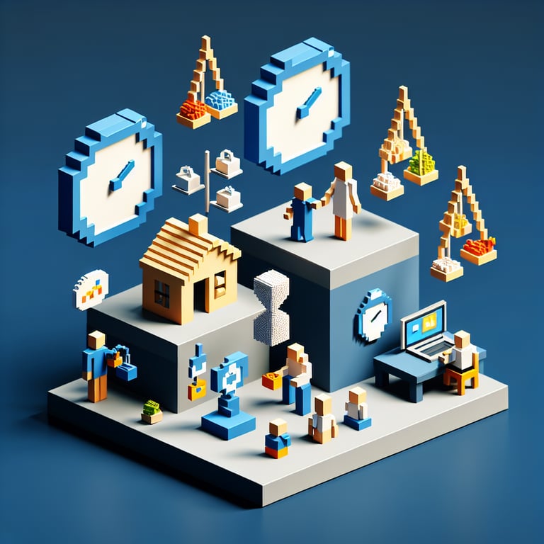 Artistic 3D voxel showcasing a family work life balance survey