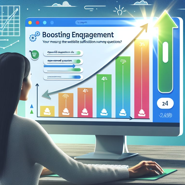 Illustration depicting the concept of boosting engagement through Website Satisfaction survey questions.