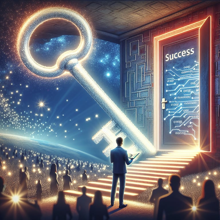 Illustration depicting the concept of unlocking success through Personal Survey survey questions.