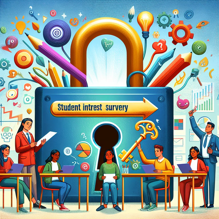 Illustration depicting the concept of unlocking the power of Student Interest survey questions.