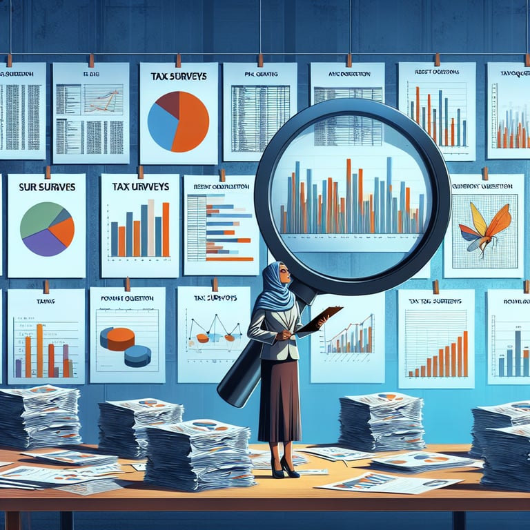 Illustration of relevant tax topics explored through tax survey questions.