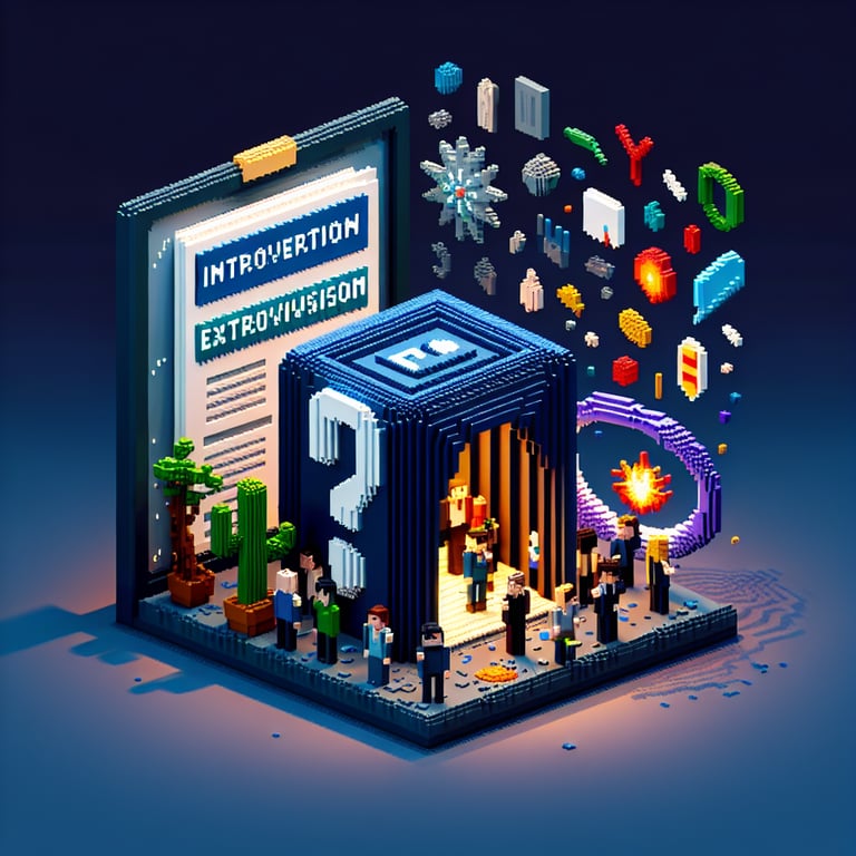 Artistic 3D voxel of a digital poll mapping introvert versus extrovert tendencies