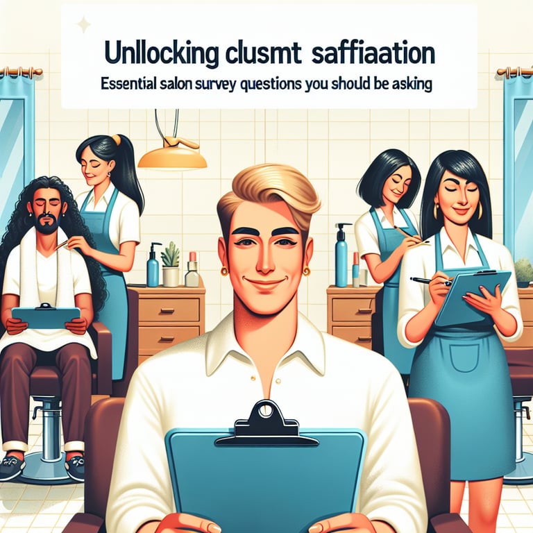 Illustration of essential salon survey questions for unlocking client satisfaction