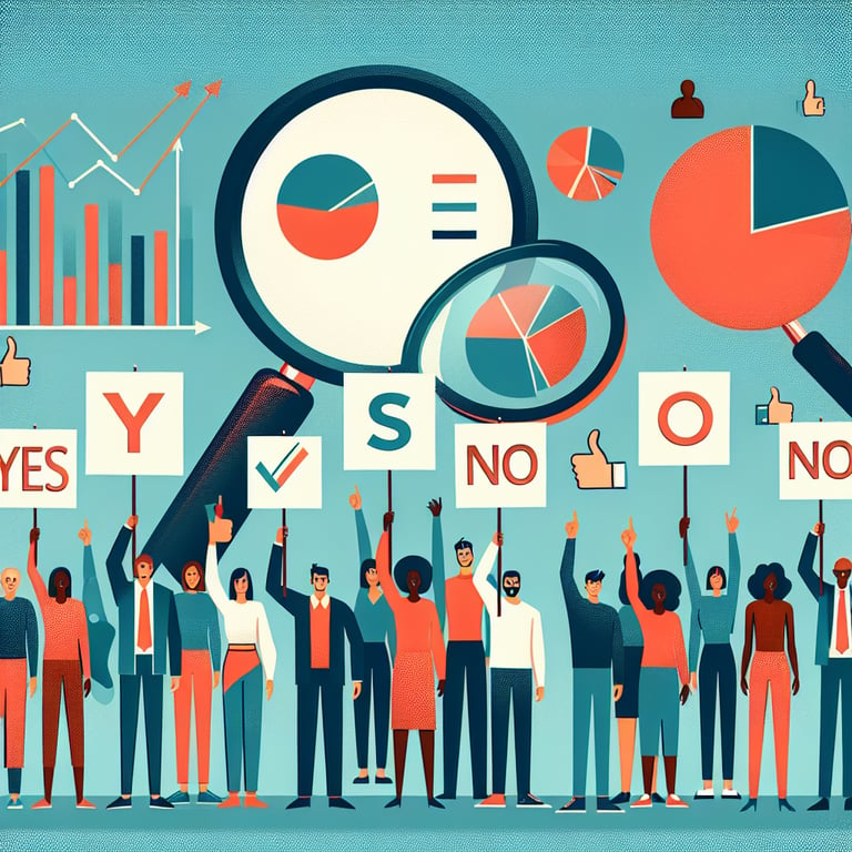 Illustration depicting topics resonating with respondents in Yes or No survey questions.