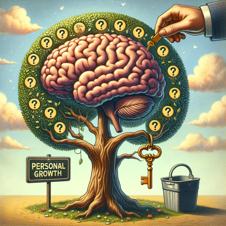 Illustration depicting the impact of Self Awareness survey questions on personal growth.