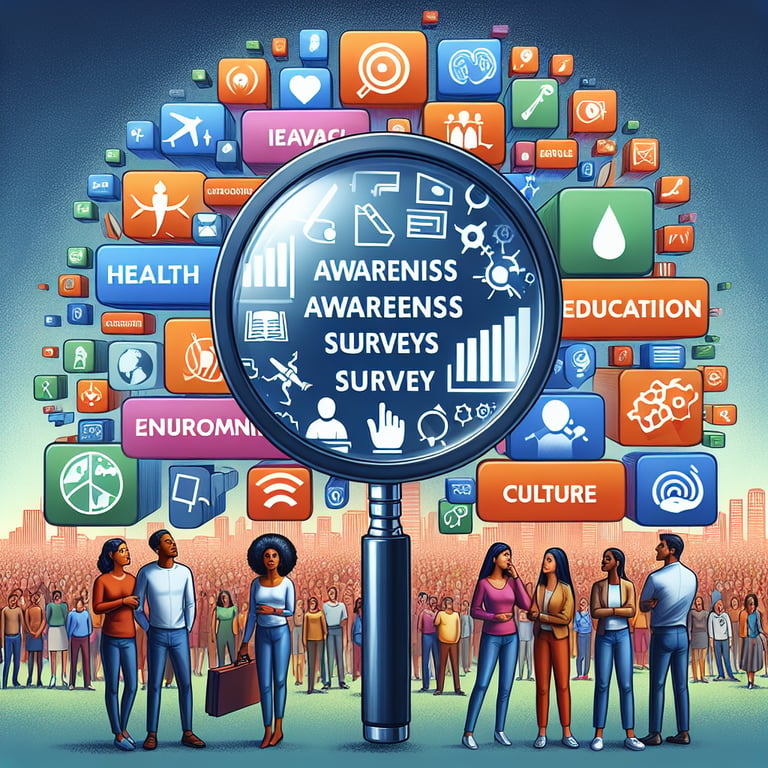 Illustration demonstrating how to explore relevant topics for Awareness survey questions.