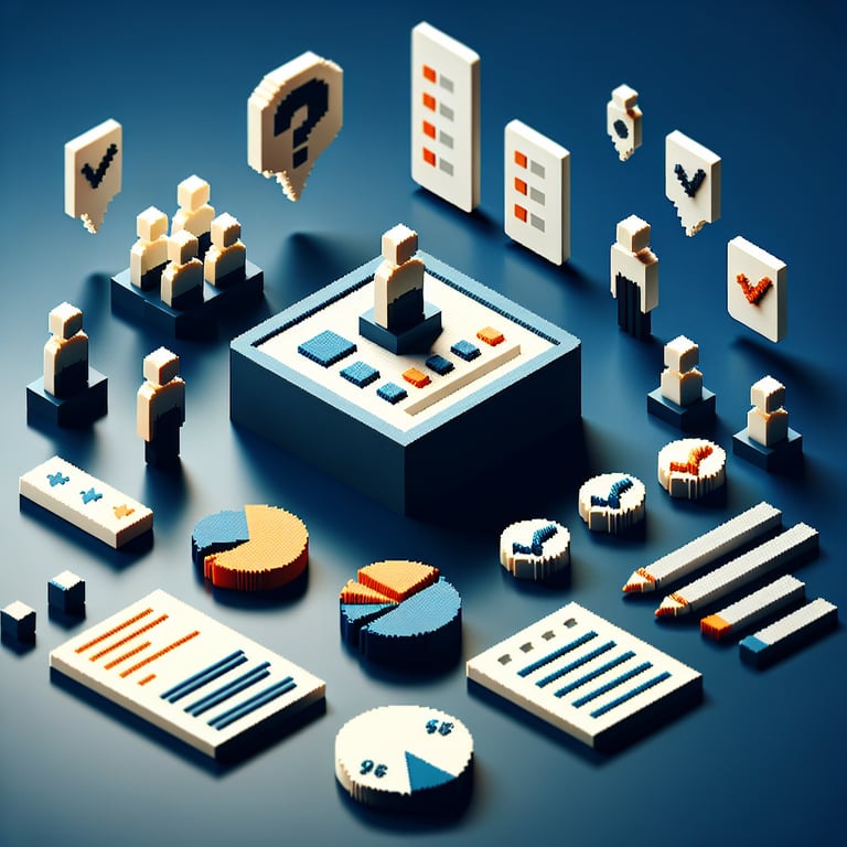 Creative 3D voxel grid showcasing consumer profile segmentation through colorful cube patterns