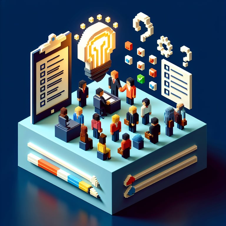 Artistic 3D voxel illustration of a culture feedback poll
