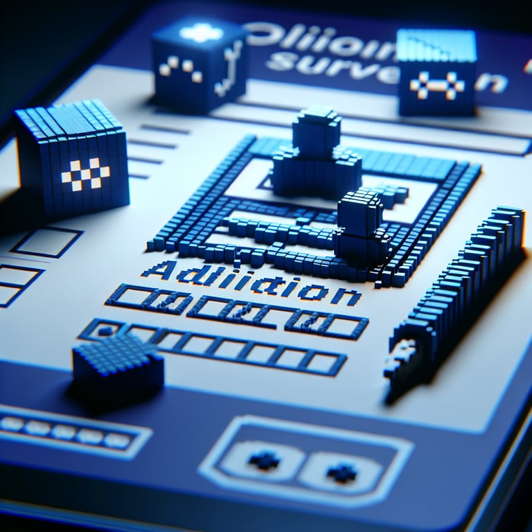 Voxel-style 3D illustration highlighting behavioral addiction survey themes