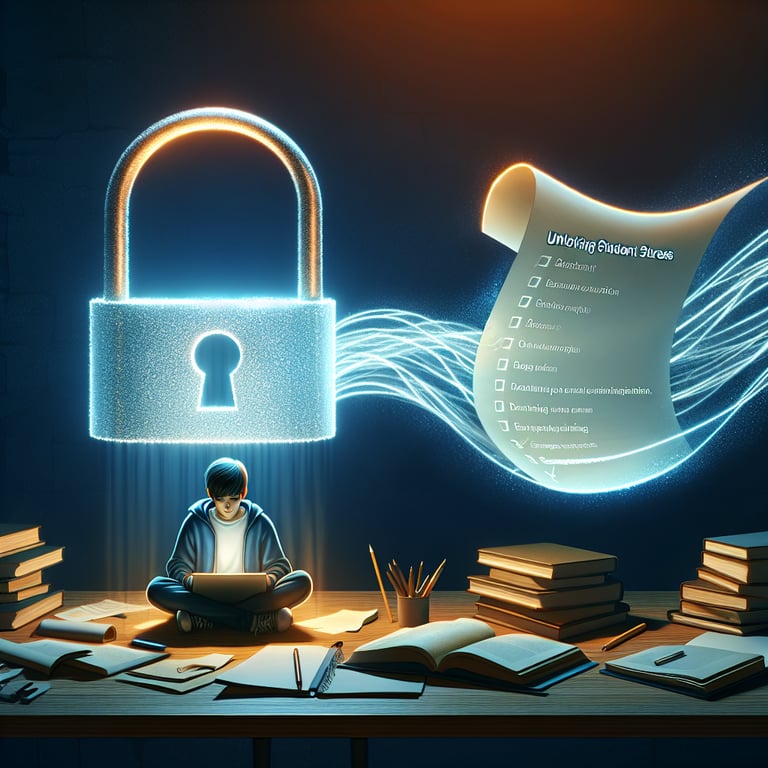 Illustration of key unlocking stress symbol, representing Student Stress survey questions.
