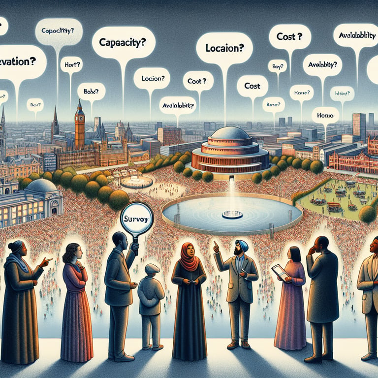 Illustration highlighting the importance of venue survey questions in venue search process.