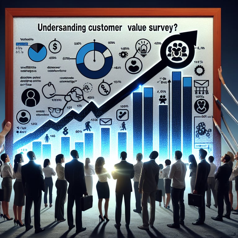 Illustration depicting the concept of exploring customer value through survey questions.