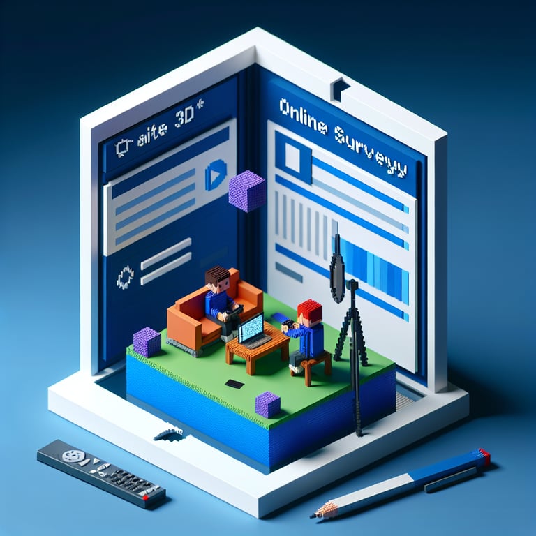 Artistic 3D voxel depiction of a violent video game questionnaire scene