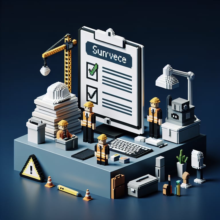 3D voxel art showcasing a voxel survey dashboard for workplace safety insights