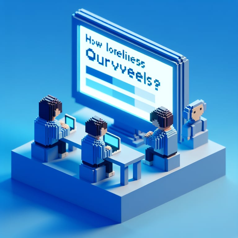 Creative 3D voxel illustration of a child social isolation survey