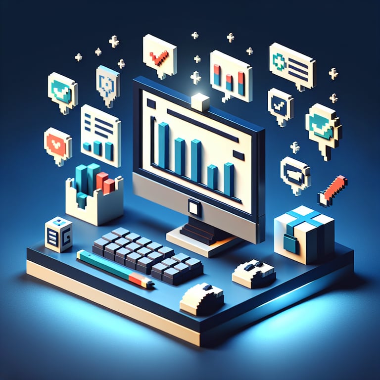3D voxel art symbolizing market research and industry insights