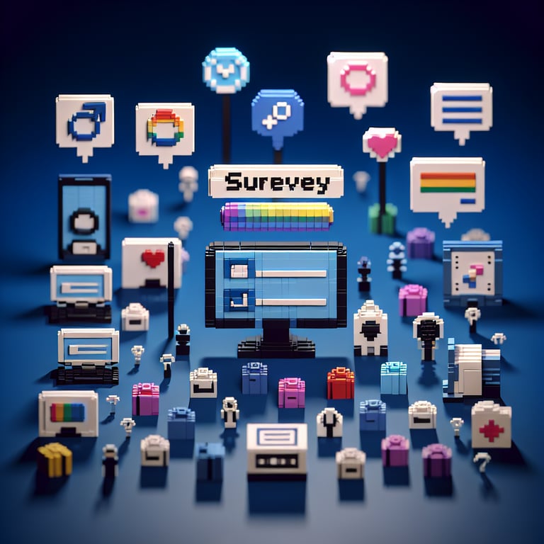 Creative 3d voxel render of a sexual orientation questionnaire