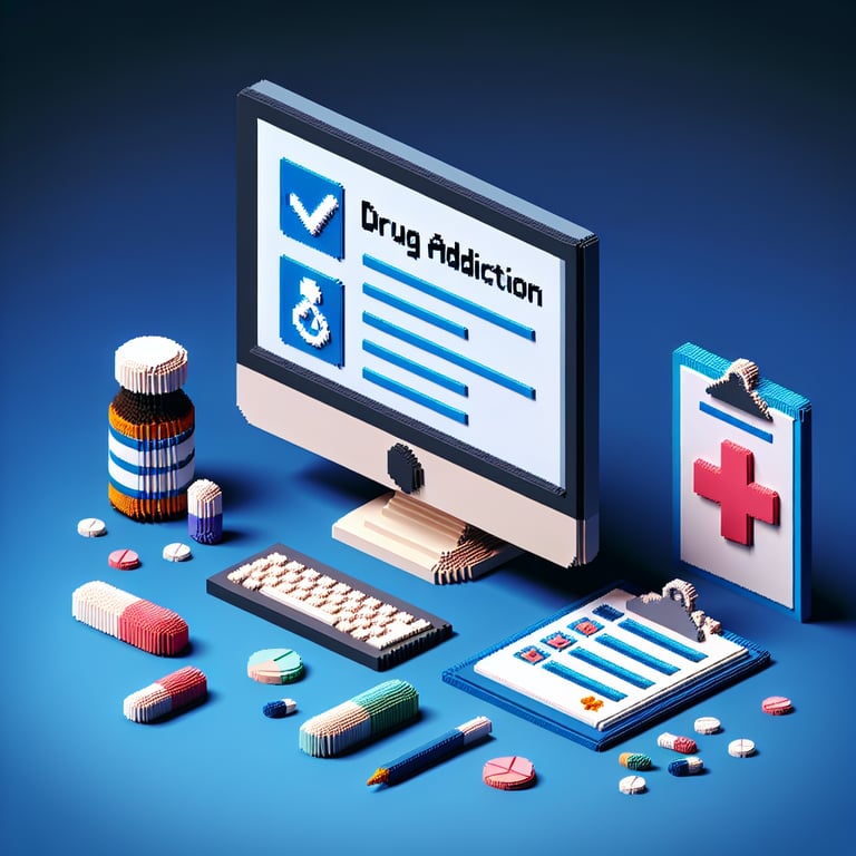 Artistic 3D voxel model symbolizing substance use survey feedback