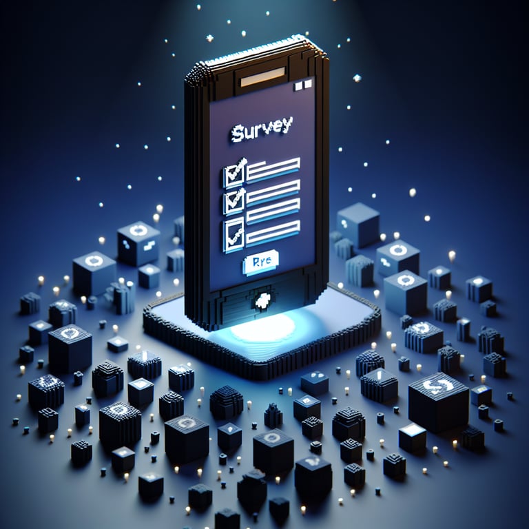 3D voxel art of mobile feedback interface and survey responses