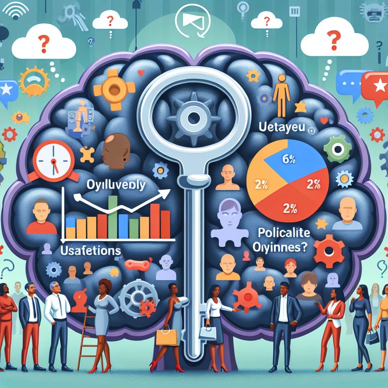 Illustration demonstrating the unlocking of customer insights through Usage and Attitude survey questions.