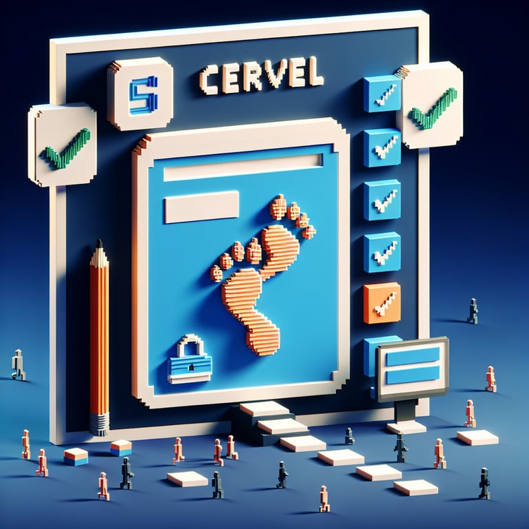 Creative 3D voxel model illustrating digital trail mapping and survey interaction