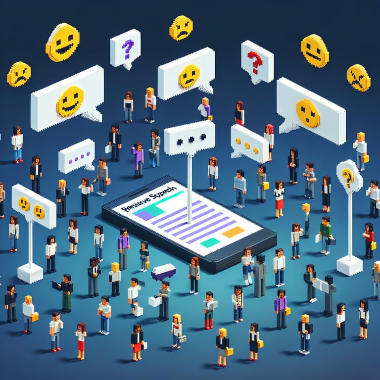 Artistic 3D voxel visualization of audience insights in a persuasive speech survey