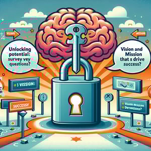 Illustration of key unlocking potential, symbolizing Vision and Mission survey questions for success.