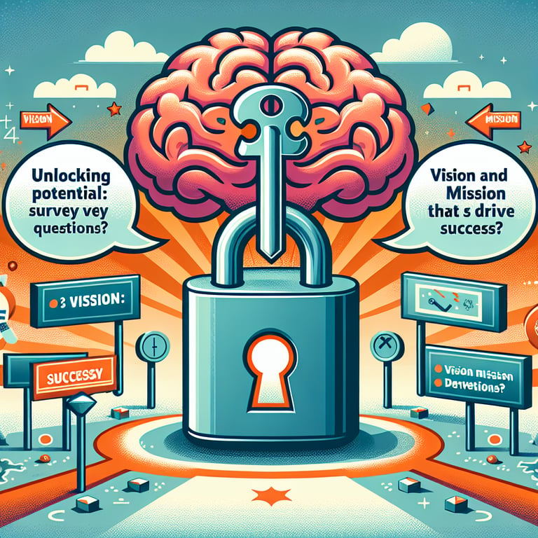 Illustration of key unlocking potential, symbolizing Vision and Mission survey questions for success.