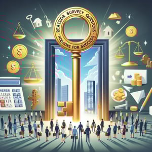 Illustration depicting the use of Realtor survey questions as a key to unlock success.