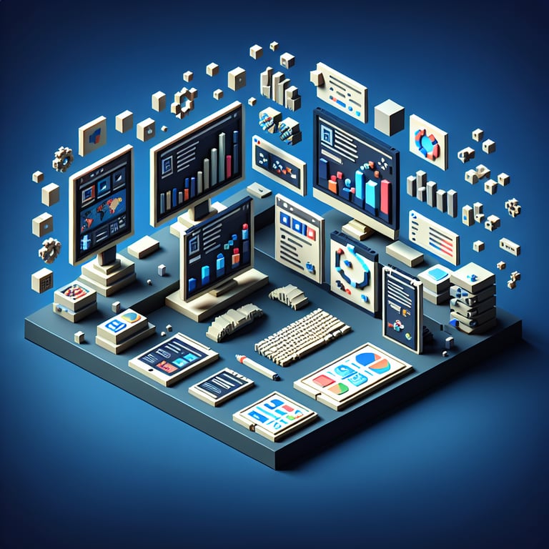 Artistic 3D voxel showcasing intuitive interface elements and survey interaction themes