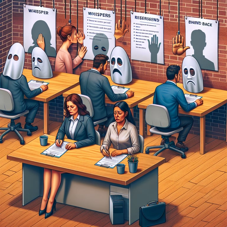 Illustration representing the concept of unmasking Workplace Harassment through survey questions.