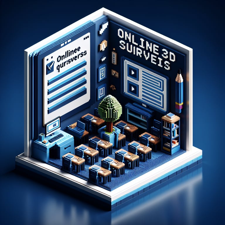 3D voxel art capturing learning space questionnaire concept