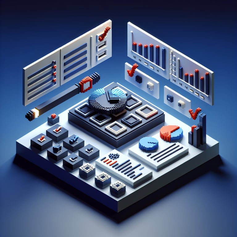Vibrant 3D voxel depiction of arts-infused wellness survey insights