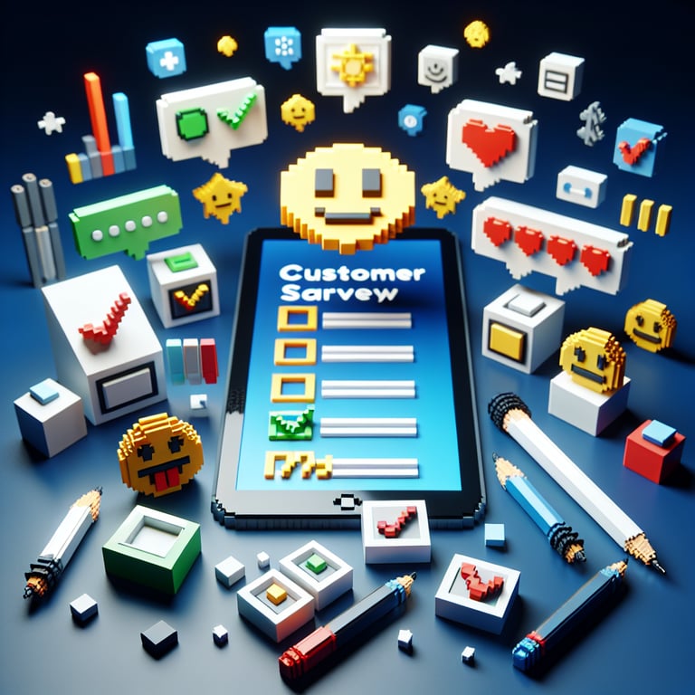 Artistic 3D voxel of feedback survey interface