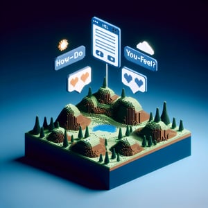 3D voxel art depicting online 