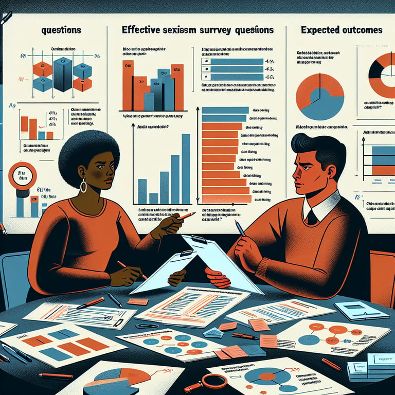 Illustration of constructing effective sexism survey questions and expected outcomes.