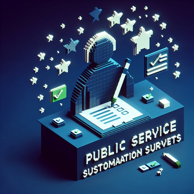 Artistic 3D voxel illustration of digital feedback form for public service evaluation