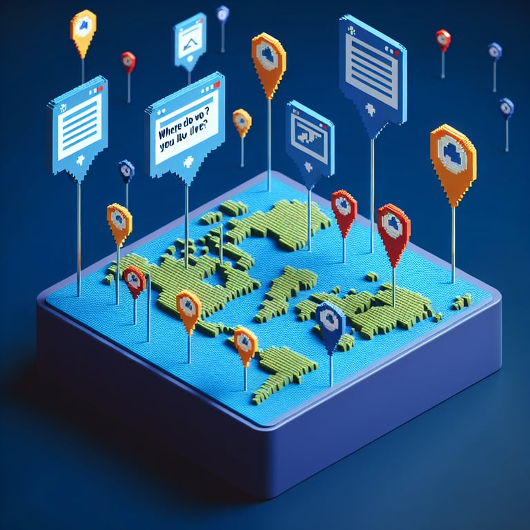 Artistic 3D voxel showcasing an interactive worldwide residency poll