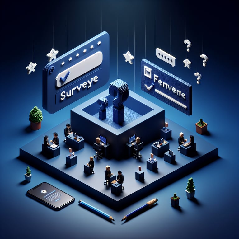 3D voxel illustration depicting streamlined feedback survey design