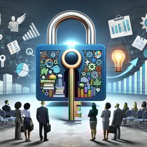 Illustration depicting the concept of unlocking the power of Training Session Feedback survey questions.
