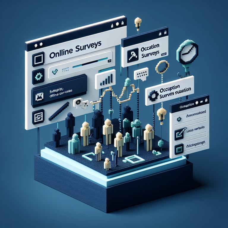 Artistic 3D voxel model illustrating career questionnaire process