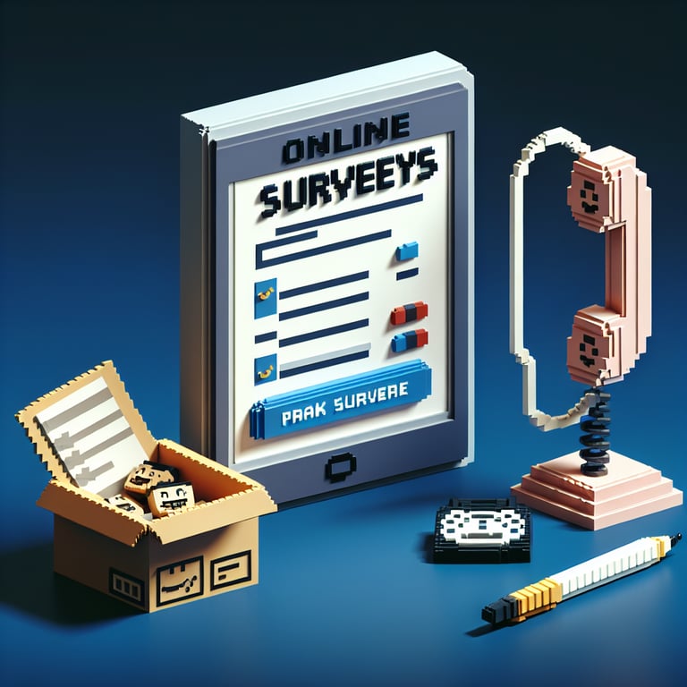 3d voxel sculpture illustrating vibrant prank call survey questions in a digital scene