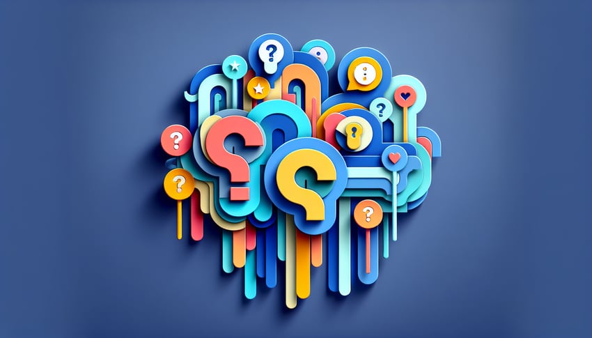 Paper-cut style illustration featuring fun workplace This or That questions in colorful designs.