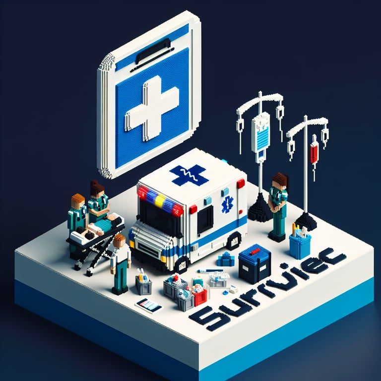 Colorful voxel art representing emergency responder survey platform